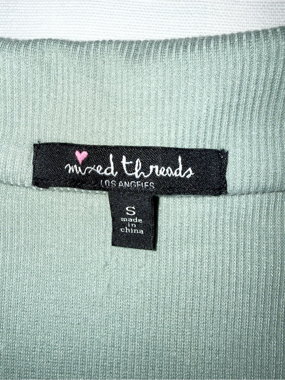 Mixed Threads Sage Green Ribbed Ruched Collared Crop Top Small - Picture 2 of 8